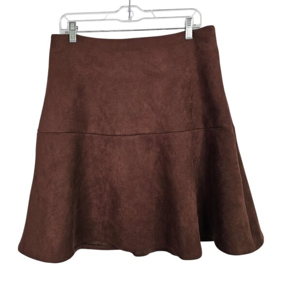 TOMMY HILFIGER Skirt Faux Suede CHOCOLATE BROWN size 10 Twee Preppy Academia - Picture 1 of 7